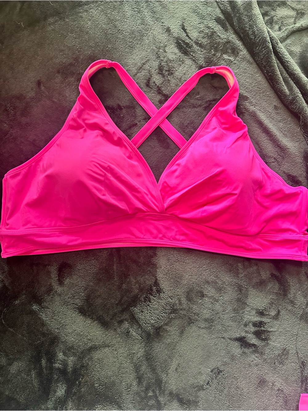 Torrid‎ Hot Pink Cross Back Bikini Swim Top Size 5 Plus Wireless